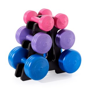 York-Vinyl-Dumbbell-19kg-set-1261-On-Stand